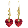 Gold Plated Silver Swarovski Crystal Heart Drop Earrings