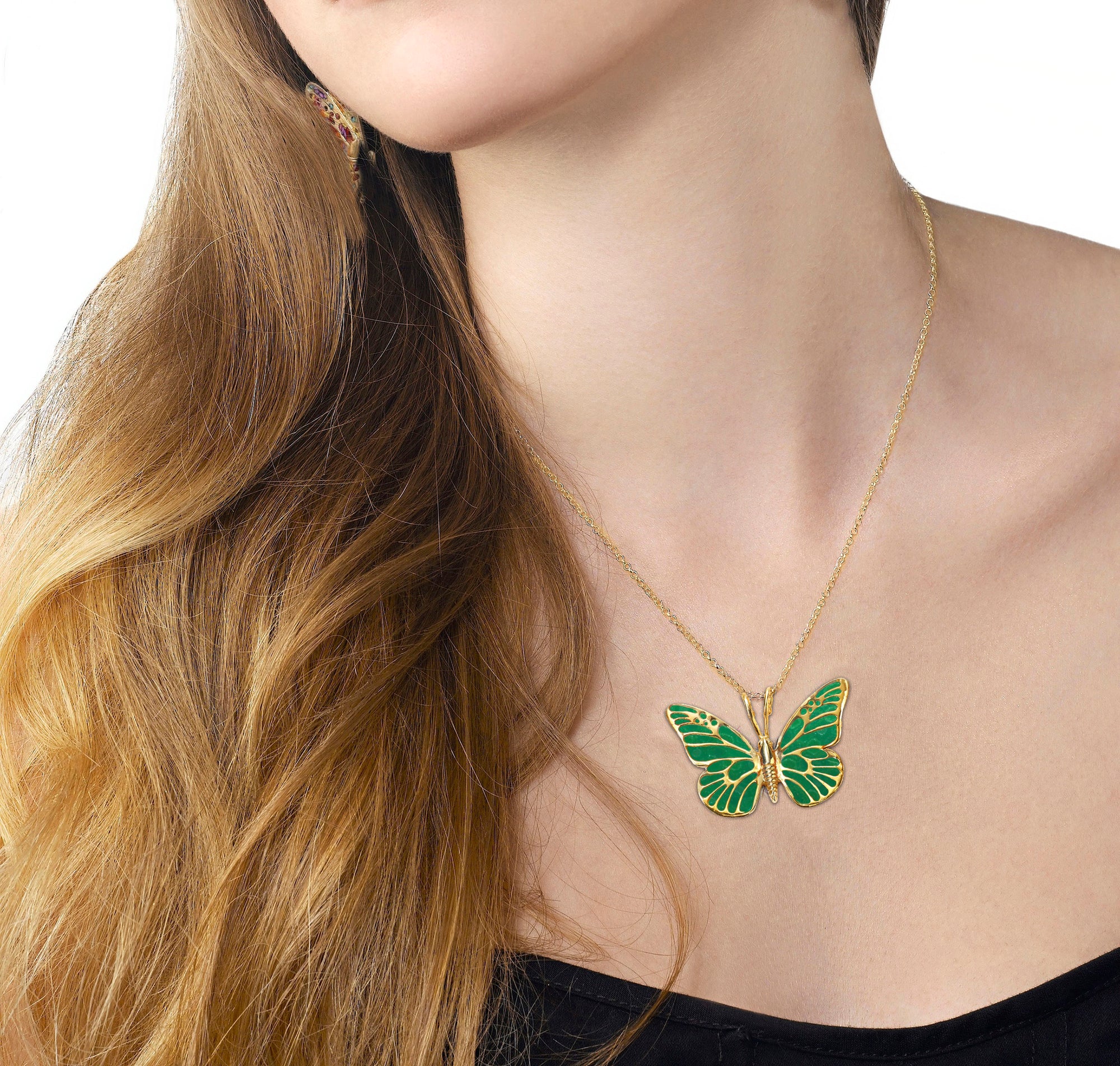Cute Butterfly Charm Handmade Jewelry, Gold Plated Sterling Silver Anniversary Butterfly Pendant Chain Unique Christmas Gifts for Women Valentines Gift for Girlfriend