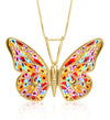 Colorful Butterfly Charm Handmade Jewelry, Gold Plated Sterling Silver Anniversary Violet Butterfly Pendant Chain, Holiday Present for Her
