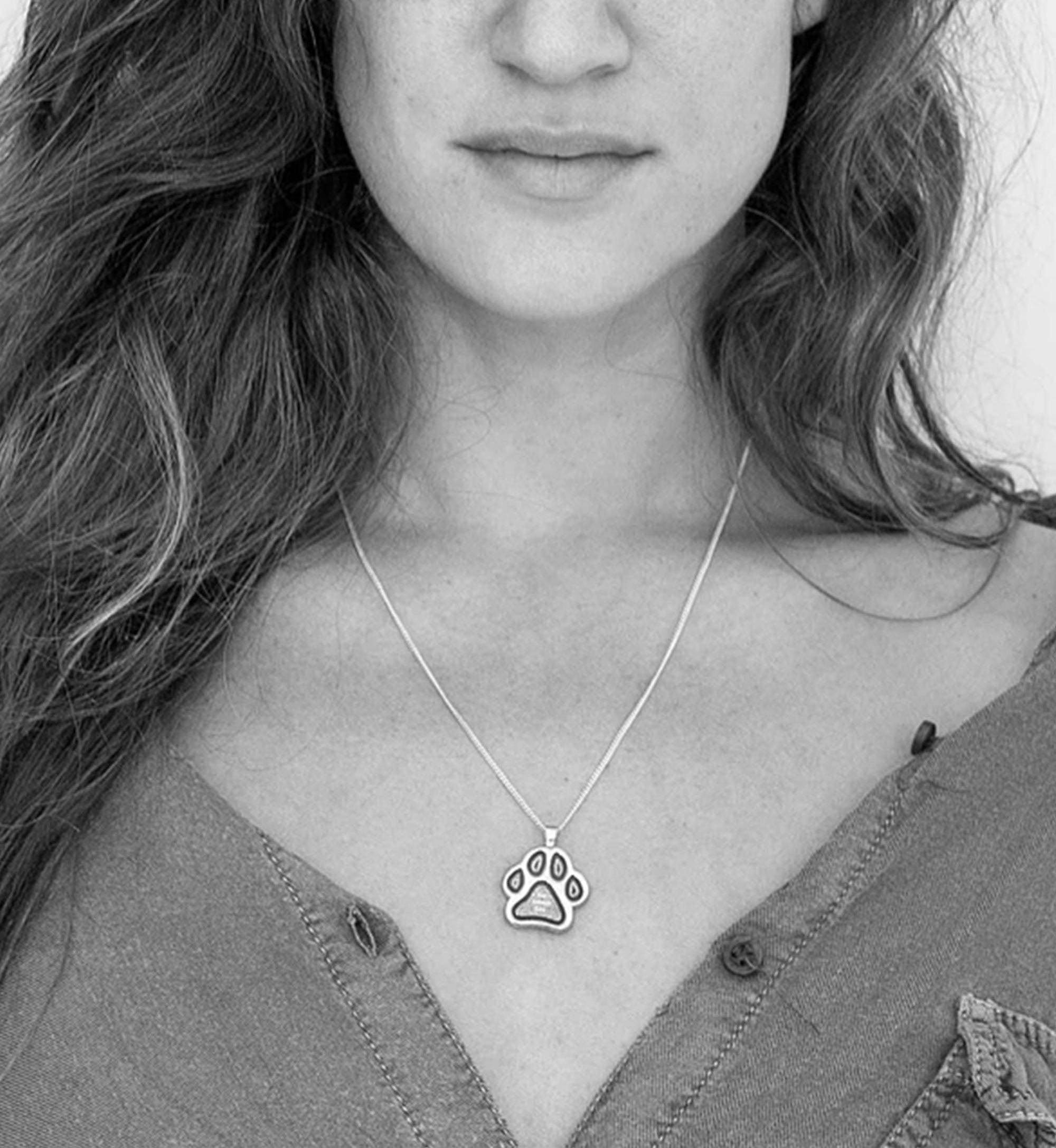 Paw Print Necklace 24k Gold Inscribed in 60 Different Languages