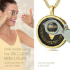Girl Looking thru Magnifying glass Taurus Necklace Inscribed in 24k Gold Bull star sign and personality characteristics Nano Jewelry Gift Birthday Jewelry Gift