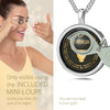 Girl Looking thru Magnifying glass Taurus Necklace Inscribed in 24k Gold Bull star sign and personality characteristics Nano Jewelry Gift Birthday Jewelry Gift