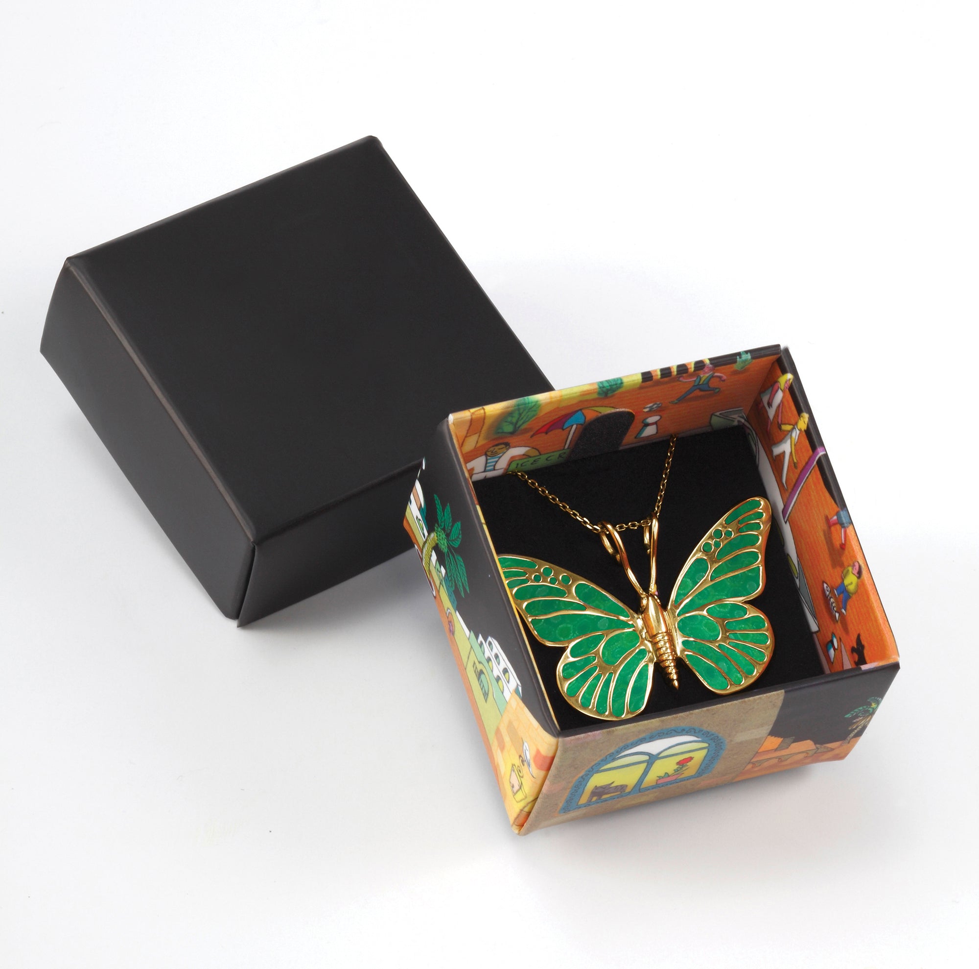 Charming Cute Butterfly Handmade Jewelry, Gold Plated Sterling Silver Anniversary Butterfly Pendant Chain Unique Christmas Gifts for Women