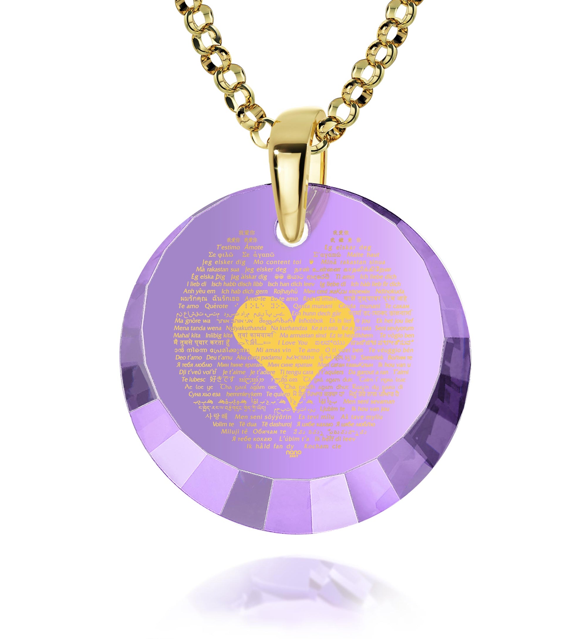 I love you in 120 different languages in 24k gold - NanoStyle Jewelry