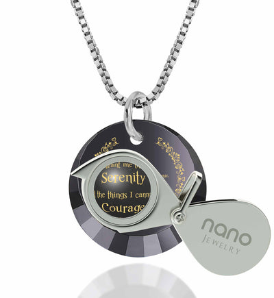 Serenity Prayer Necklace Inspirational Pendant Inscribed in 24k Gold