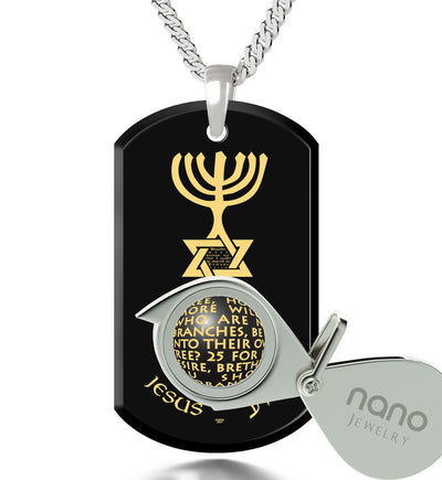 Men’s Messianic Seal Necklace Symbolic Dog Tag Pendant Gold Inscribed