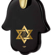 Hamsa Charm Necklace 24k Gold Inscribed Hebrew Shema Israel Pendant
