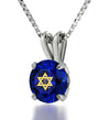 925 Sterling Silver Star of David Necklace Shema Israel Solitaire Pendant 24k Gold Inscribed - NanoStyle Jewelry