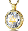 Gold Plated Star of David Necklace 24k Gold Inscribed Shema Israel Pendant - NanoStyle Jewelry