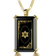 Men's Star of David Necklace Shema Israel Pendant 24k Gold Inscribed on Onyx - NanoStyle Jewelry