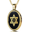 Star of David Necklace Shir Lama'alot Pendant 24k Gold Inscribed on Onyx - NanoStyle Jewelry