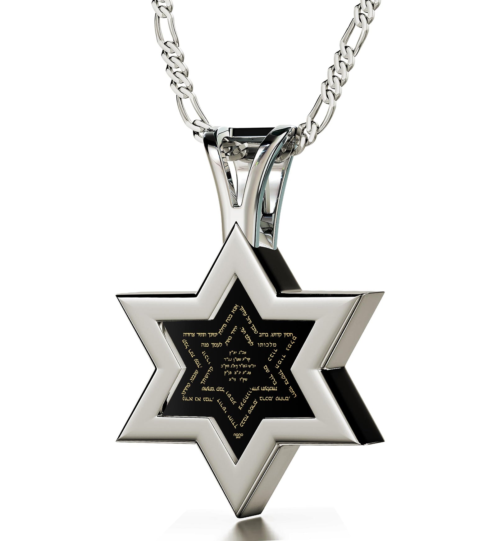 Men's Star of David Necklace Ana Bekoach Kabbalah Pendant 24k Gold Inscribed on Onyx Stone - NanoStyle Jewelry