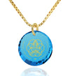 Yoga Charm Necklace Seed of Life Pendant 24k Gold Inscribed CZ