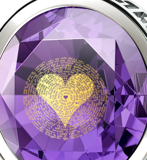 NINGAN “I Love You” Light Purple Love Heart Dange Charm 925