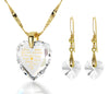 Gold Plated I Love You Necklace 12 Languages Gold Inscribed and Crystal Earrings Heart Jewelry Set - NanoStyle Jewelry
