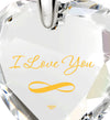 Silver Infinity I Love You Necklace Heart Pendant 24k Gold Inscribed Cubic Zirconia - NanoStyle Jewelry