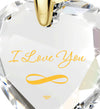 Gold Plated Infinity I Love You Necklace Heart Pendant 24k Gold Inscribed Cubic Zirconia - NanoStyle Jewelry