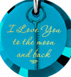 nanostyle i love you to the moon and back blue turquoise necklace crescent Moon climber pendant stone view