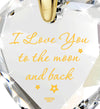 Gold Plated I Love You to The Moon and Back Necklace 24k Gold Inscribed Heart Cubic Zirconia Pendant - NanoStyle Jewelry