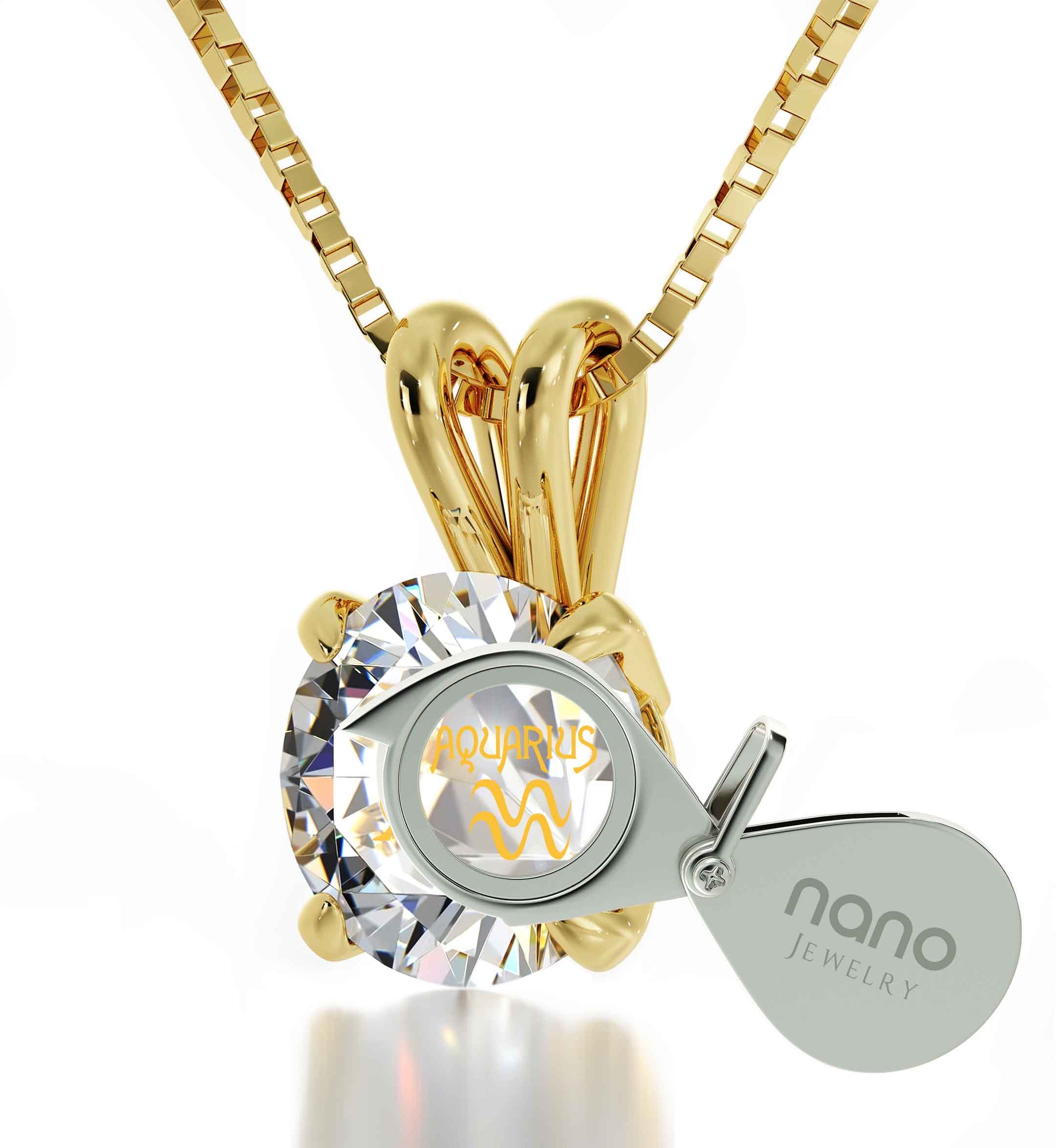Aquarius with Jewelry Zodiac 14k Jewelry Necklace NanoStyle Classic Gold Difference a - |