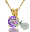 Gold Plated Aquarius Necklace Zodiac Pendant 24k Gold inscribed on Crystal - NanoStyle Jewelry
