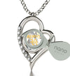 925 Sterling Silver Aquarius Necklace Zodiac Heart Pendant 24k Gold inscribed on Crystal - NanoStyle Jewelry