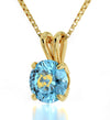 Gold Plated Pisces Necklace Zodiac Pendant 24k Gold Inscribed on Crystal - NanoStyle Jewelry