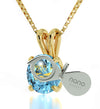 Gold Plated Pisces Necklace Zodiac Pendant 24k Gold Inscribed on Crystal - NanoStyle Jewelry