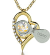 Gold Plated Pisces Necklace Zodiac Heart Pendant 24k Gold Inscribed on Crystal - NanoStyle Jewelry