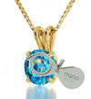 Gold Plated Aries Necklace Zodiac Pendant 24k Gold inscribed on Crystal  - NanoStyle Jewelry