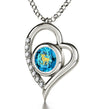925 Sterling Silver Aries Necklace Zodiac Heart Pendant 24k Gold inscribed on Crystal