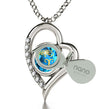 925 Sterling Silver Aries Necklace Zodiac Heart Pendant 24k Gold inscribed on Crystal
