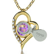 Gold Plated Silver Aries Necklace Zodiac Heart Pendant 24k Gold inscribed on Crystal