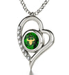 925 Sterling Silver Taurus Necklace Zodiac Heart Pendant 24k Gold Inscribed on Crystal - NanoStyle Jewelry