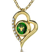Gold Plated Taurus Necklace Zodiac Heart Pendant 24k Gold Inscribed on Crystal - NanoStyle Jewelry