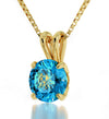 Gold Plated Gemini Necklace Zodiac Pendant 24k Gold Inscribed on Crystal - NanoStyle Jewelry