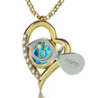 Gold Plated Cancer Necklace Zodiac Heart Pendant 24k Gold inscribed on Crystal - NanoStyle Jewelry