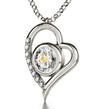 925 Sterling Silver Cancer Necklace Zodiac Heart Pendant 24k Gold inscribed on Crystal - NanoStyle Jewelry
