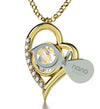 Gold Plated Cancer Necklace Zodiac Heart Pendant 24k Gold inscribed on Crystal - NanoStyle Jewelry
