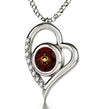 925 Sterling Silver Cancer Necklace Zodiac Heart Pendant 24k Gold inscribed on Crystal - NanoStyle Jewelry