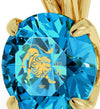 14k Yellow Gold Leo Necklace Zodiac Pendant 24k Gold Inscribed on Crystal - NanoStyle Jewelry