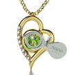 Gold Plated Leo Necklace Zodiac Heart Pendant 24k Gold Inscribed on Crystal - NanoStyle Jewelry