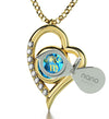 Gold Plated Virgo Necklace Zodiac Heart Pendant 24k Gold inscribed on Crystal - NanoStyle Jewelry