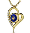 Gold Plated Virgo Necklace Zodiac Heart Pendant 24k Gold inscribed on Crystal - NanoStyle Jewelry
