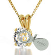 Gold Plated Libra Necklace Zodiac Pendant 24k Gold Inscribed on Crystal - NanoStyle Jewelry