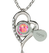925 Sterling Silver Libra Necklace Zodiac Heart Pendant 24k Gold inscribed on Crystal - NanoStyle Jewelry