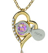 Gold Plated Scorpio Necklace Zodiac Heart Pendant 24k Gold Inscribed on Crystal - NanoStyle Jewelry
