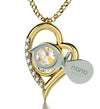 Gold Plated Sagittarius Necklace Zodiac Heart Pendant 24k Gold Inscribed on Crystal - NanoStyle Jewelry