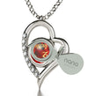 925 Sterling Silver Capricorn Necklace Zodiac Heart Pendant 24k Gold inscribed on Crystal - NanoStyle Jewelry