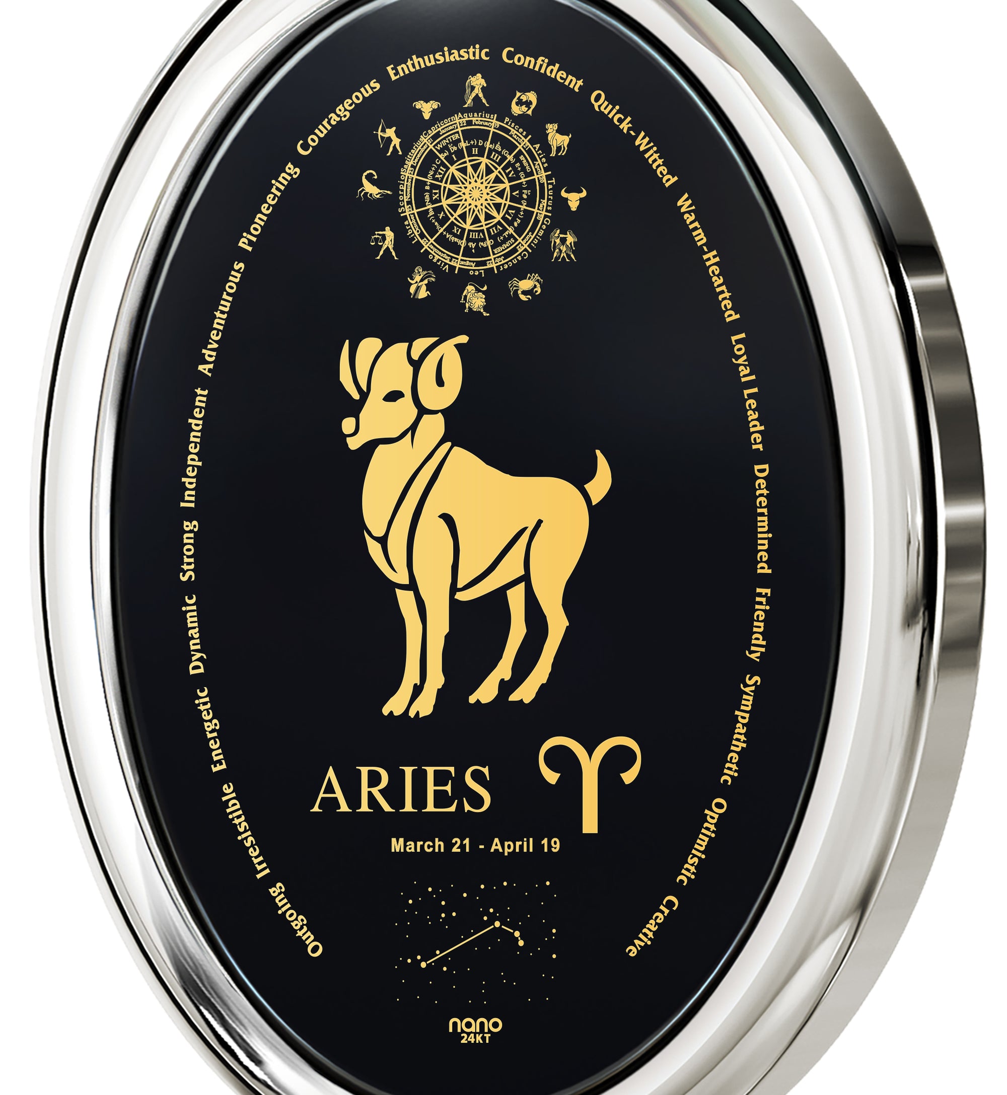 Aries Necklace Zodiac Gold NanoStyle Inscribed 24k @NanoStyle Jewelry